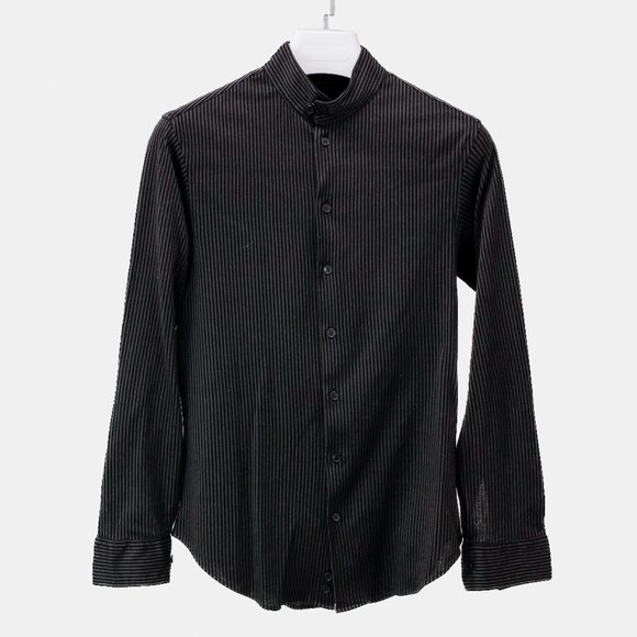 Armani Collezioni Black Pinstripe Shirt - Picture 1 of 10